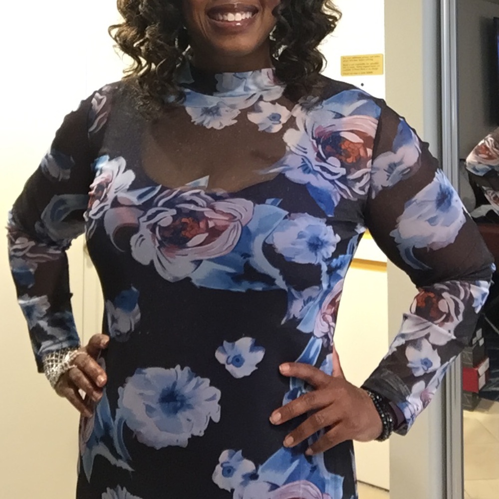 HOST PICK!! Sexy Sheer Long Sleeve Floral Maxi Dress Sz XXXL - Picture 5 of 12